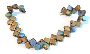 40 Czech Glass Silky 2-Hole 6mm Beads - Glittery Matte Amber 40 Czech Glass Silky 2-Hole 6mm Beads - Glittery Matte Amber