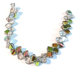 40 Czech Glass Silky 2-Hole 6mm Beads - Crystal Vitrail 40 Czech Glass Silky 2-Hole 6mm Beads - Crystal Vitrail