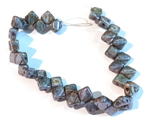 40 Czech Glass Silky 2-Hole 6mm Beads - Chalk Travertine Blue 40 Czech Glass Silky 2-Hole 6mm Beads - Chalk Travertine Blue