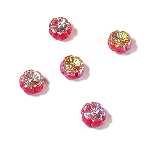 Czech Glass 8mm Hawaii Flower Beads - Opaque Red Full AB Czech Glass 8mm Hawaii Flower Beads - Opaque Red Full AB