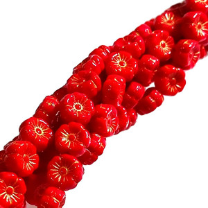 Czech Glass 8mm Hawaii Flower Beads - Opaque Orange Red Yellow Inlay Czech Glass 8mm Hawaii Flower Beads - Opaque Orange Red Yellow Inlay