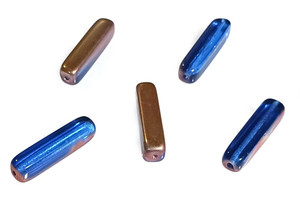 Czech Glass 30x7mm Rectangle Beads - Sapphire Capri Gold Czech Glass 30x7mm Rectangle Beads - Sapphire Capri Gold