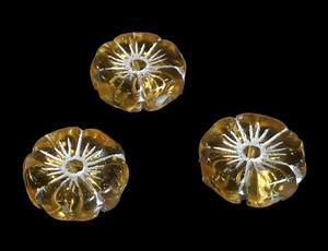 Czech Glass 20mm Hawaii Flower Beads - Champagne Silver Fire Czech Glass 20mm Hawaii Flower Beads - Champagne Silver Fire