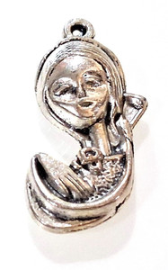 Antique Silver-Plated Our Lady Mary Miraculous Medal Charms