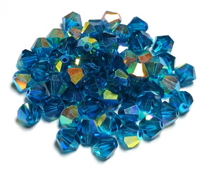 Blue Diamond AB 8mm Glass Crystal Bicones Blue Diamond AB 8mm Glass Crystal Bicones