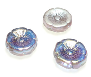Czech Glass 20mm Hawaii Flower Beads - White Amethyst Full AB Czech Glass 20mm Hawaii Flower Beads - White Amethyst Full AB