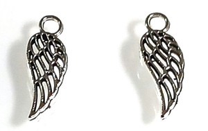 Antique Silver-Plated 6x18mm Single Angel Wing Charms Antique Silver-Plated 6x18mm Single Angel Wing Charms