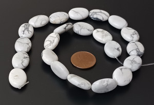 1 Strand of 13x18mm Puff Oval Semiprecious Gemstone Beads - White Howlite 1 Strand of 13x18mm Puff Oval Semiprecious Gemstone Beads - White Howlite