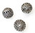1 Antique Silver-Plated 17mm Round Metal Bead with Flowers