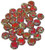 Czech Glass 6mm Honeycomb Hex 2-Hole Beads - Red Travertine