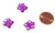10 Czech Glass 14mm 5-Petal Pressed Flower Beads - Pink Amethyst Purple Inlay