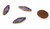 6 Czech Glass Table Cut Violet Silk Picasso 10x25mm Oval Beads
