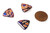 5 Czech Glass 17mm Triangle Beads - Multi-Color Cobalt Highlights
