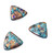 5 Czech Glass 17mm Triangle Beads - Multi-Color Opal Blue Mix 5 Czech Glass 17mm Triangle Beads - Multi-Color Opal Blue Mix