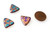 5 Czech Glass 17mm Triangle Beads - Multi-Color Aqua Pattern