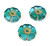 Czech Glass 20mm Hawaii Flower Beads - Blue Turquoise Gold Inlay