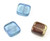 5 Czech Glass 11mm Table Cut Square Beads - Blue Mix Luster 5 Czech Glass 11mm Table Cut Square Beads - Blue Mix Luster