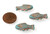 4 Czech Pressed Glass 25x12mm Fish Beads - Turquoise Green Copper Inlay