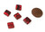 5 Czech Glass 11mm Table Cut Square Beads - Red Mix Luster