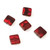 Czech Glass 11mm Table Cut Square Beads - Red Mix Luster