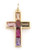 Multi-Color Cubic Zirconia 18k Gold-Plated 28x15mm Cross