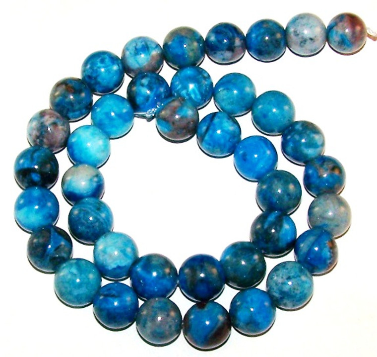Blue Crazy Lace Agate 10mm Round Semiprecious Gemstone Beads