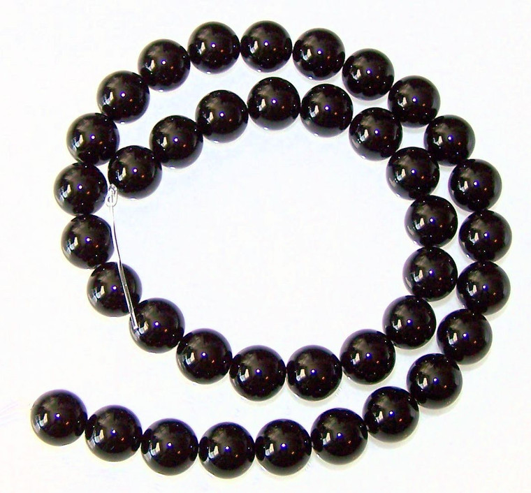 Black Onyx 10mm Round Semiprecious Gemstone Beads
