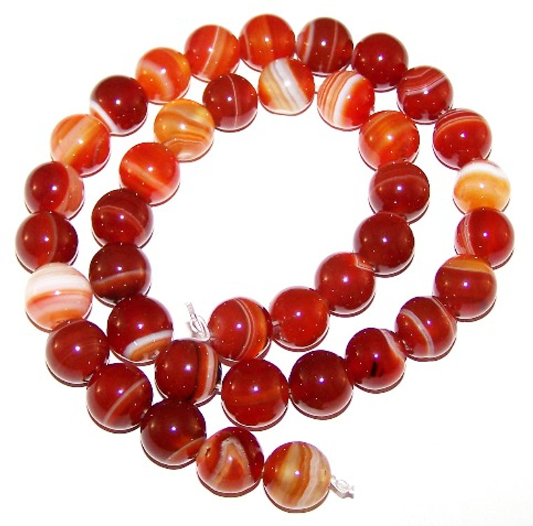 Red Striped Agate 10mm Round Semiprecious Gemstone Beads