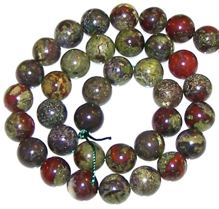 Dragon Blood Jasper 10mm Round Semiprecious Gemstone Beads