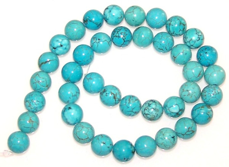 Turquoise Colored Howlite 10mm Round Semiprecious Gemstone Beads