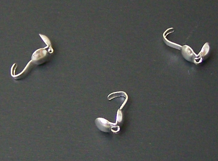 100 Silver-Plated Bottom Clamp Bead Tips