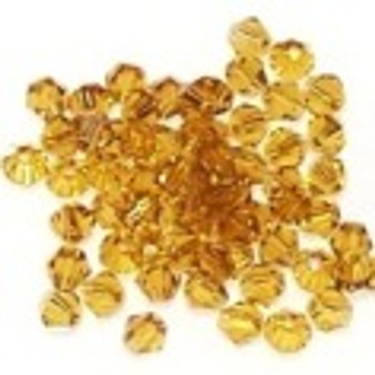 Gold 4mm Glass Crystal Bicones