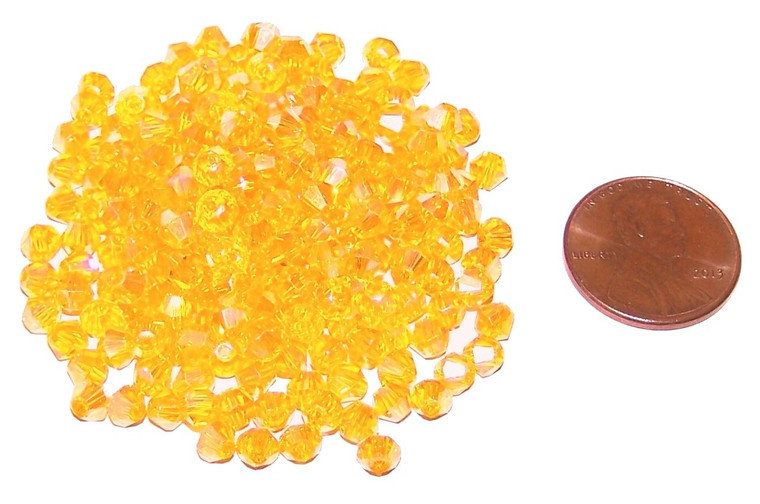Orange AB 4mm Glass Crystal Bicones