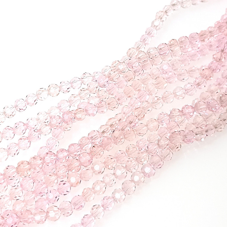 4mm Glass Crystal Rounds - Pink