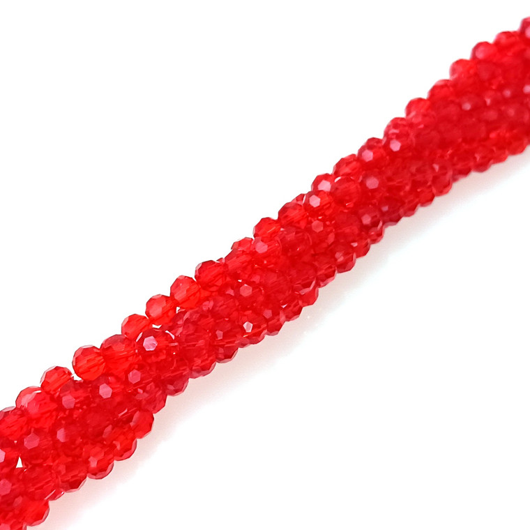 4mm Glass Crystal Rounds - Bright Red