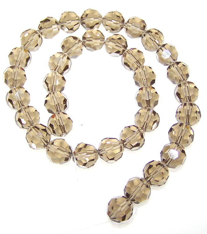 10mm Glass Crystal Rounds - Smokey Quartz