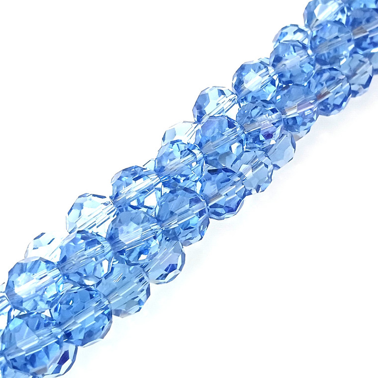 10mm Glass Crystal Rounds - Light Sapphire