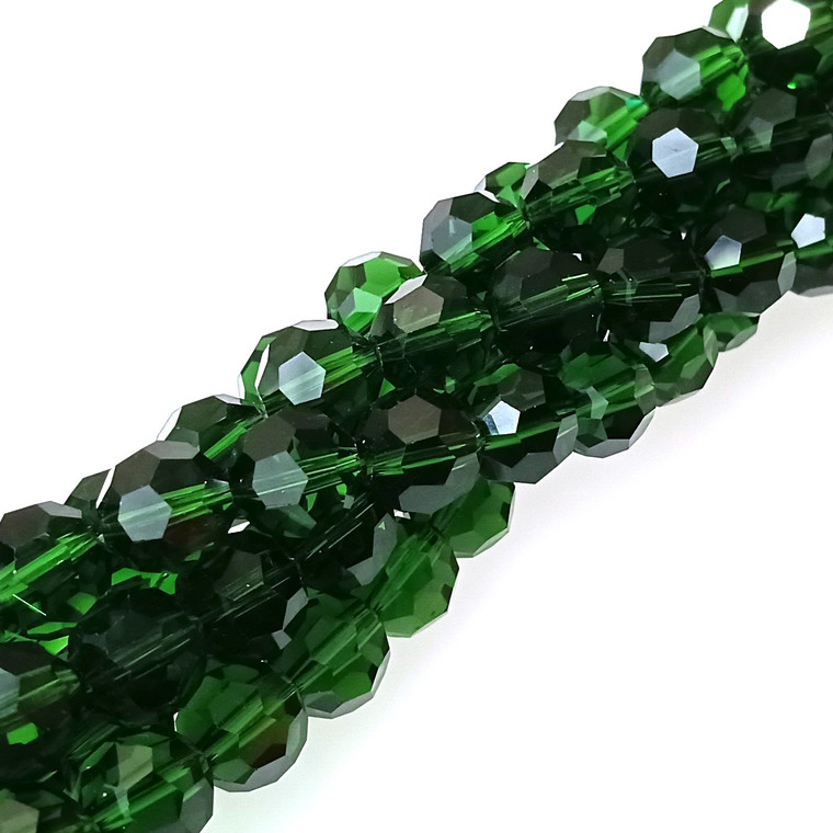 10mm Glass Crystal Rounds - Emerald