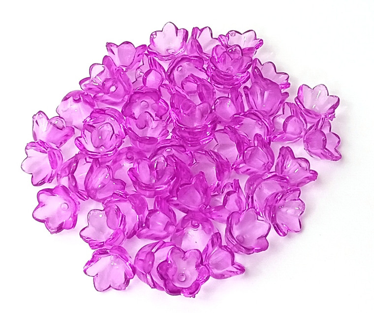 50 Purple Rose Flower Beads - Style #4