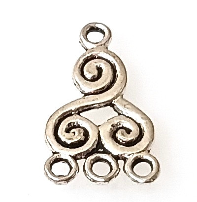 Antique Silver-Plated 12x21mm Spiral 3-Loop Connectors