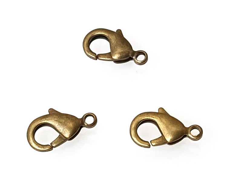 10 Antique Bronze 15x8mm Lobster Clasps