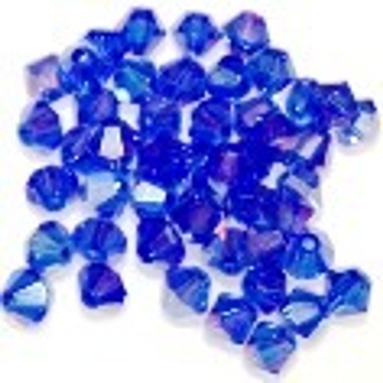 Royal Blue AB 6mm Glass Crystal Bicones