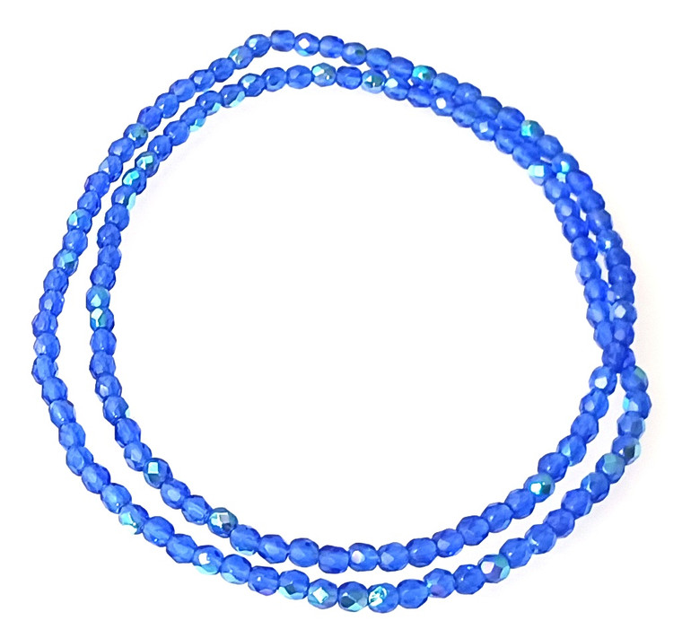 4 Dozen Czech 3mm Fire-Polished Glass Beads - Light Cobalt AB