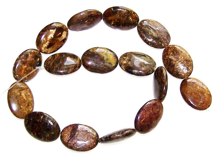 Bronzite 18x25mm Puff Oval Semiprecious Gemstone Beads