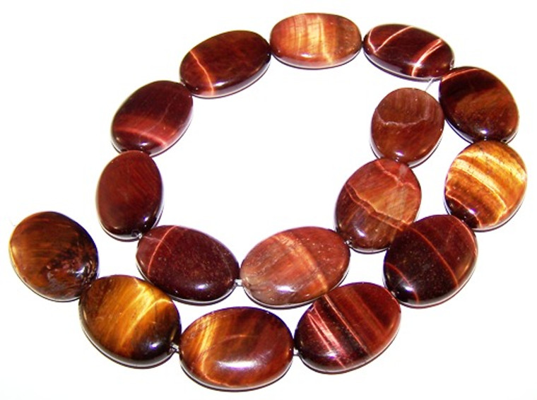 Red Tiger Eye 18x25mm Puff Oval Semiprecious Gemstone Beads