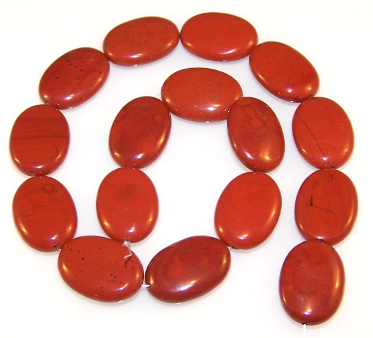 Red Jasper 18x25mm Puff Oval Semiprecious Gemstone Beads