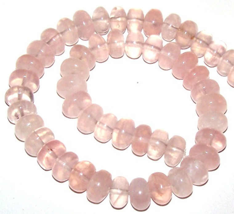 Rose Quartz 12x8mm Puff Rondelle Semiprecious Gemstone Beads
