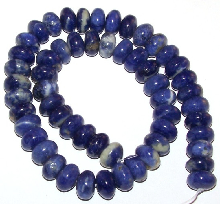 Sodalite 12x8mm Puff Rondelle Semiprecious Gemstone Beads