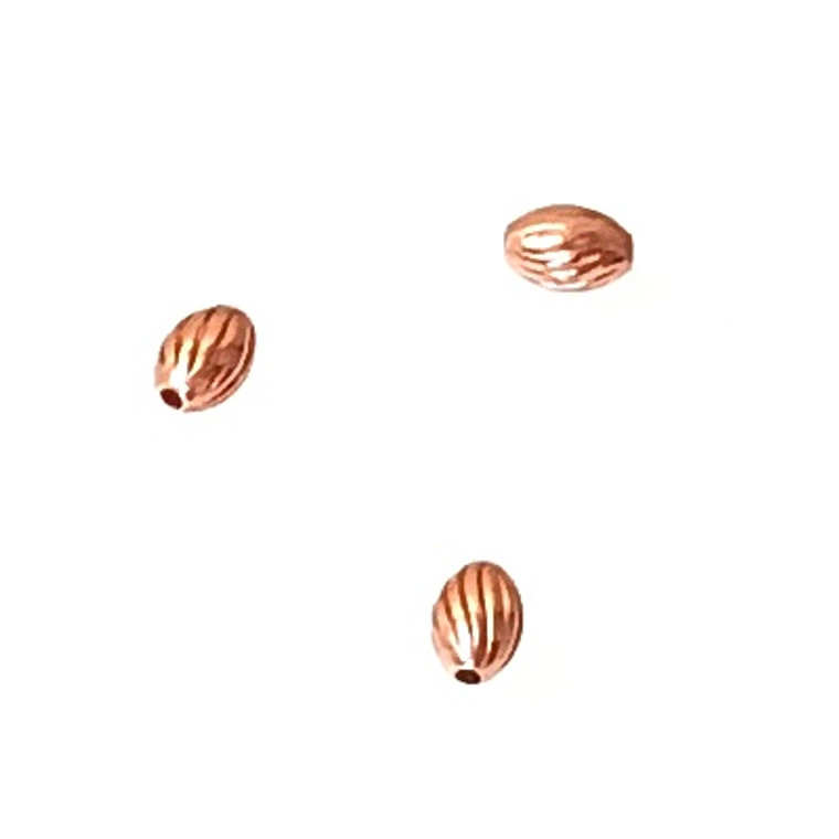 50 Copper 5x3mm Spiral Oval Beads