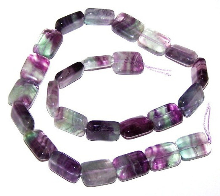 12x16mm Puff Rectangle Semiprecious Gemstone Beads - Fluorite